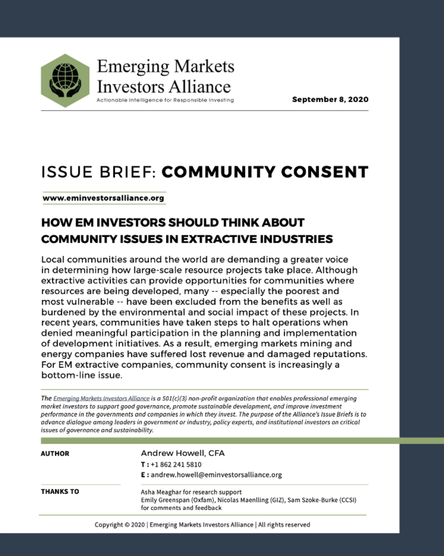 Alliance Issue Brief: Community Consent