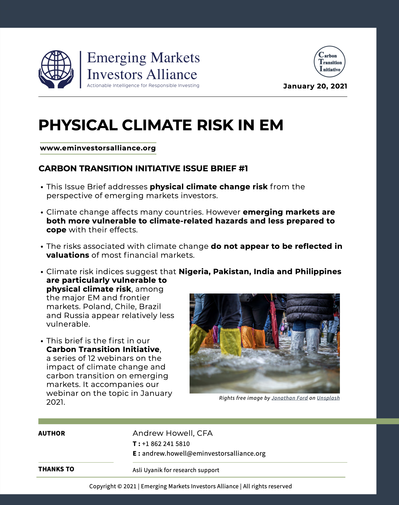 Alliance Issue Brief: Physical Climate Risk in EM