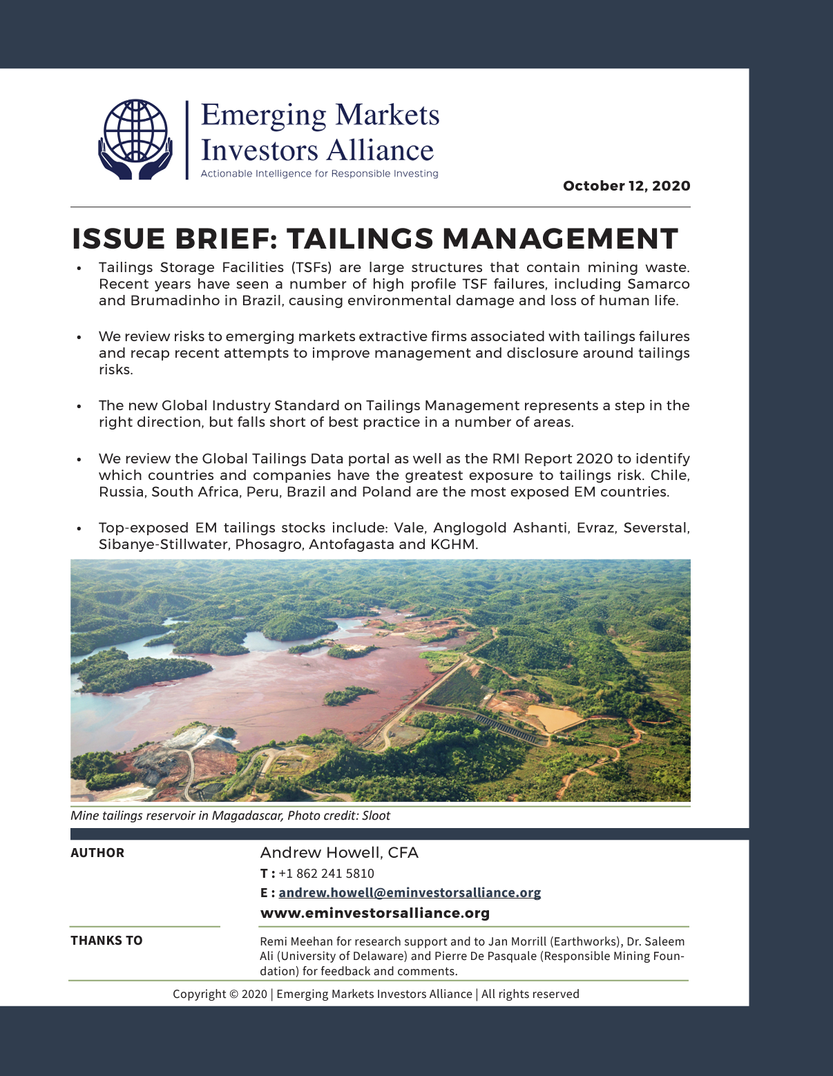 Alliance Issue Brief: Tailings Management  